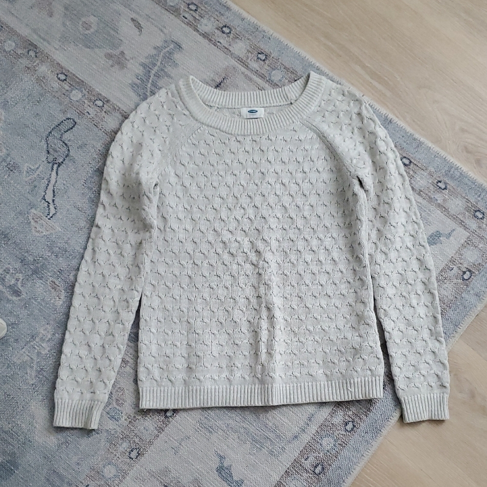 Old Navy Crewneck Cream Textured Sweater SzS